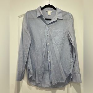 H&M lightweight blue button down shirt! Great to use as a cover up on the beach!